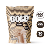 Embalagem de BOLD Whey Milkshake de Baunilha 900g com 22g de proteína por dose e 30 doses